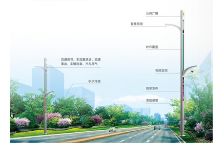 以城市路灯杆、多功能杆为载体，与AI智能、云计算、物联网等技术完美结合，建设强大智慧城市。